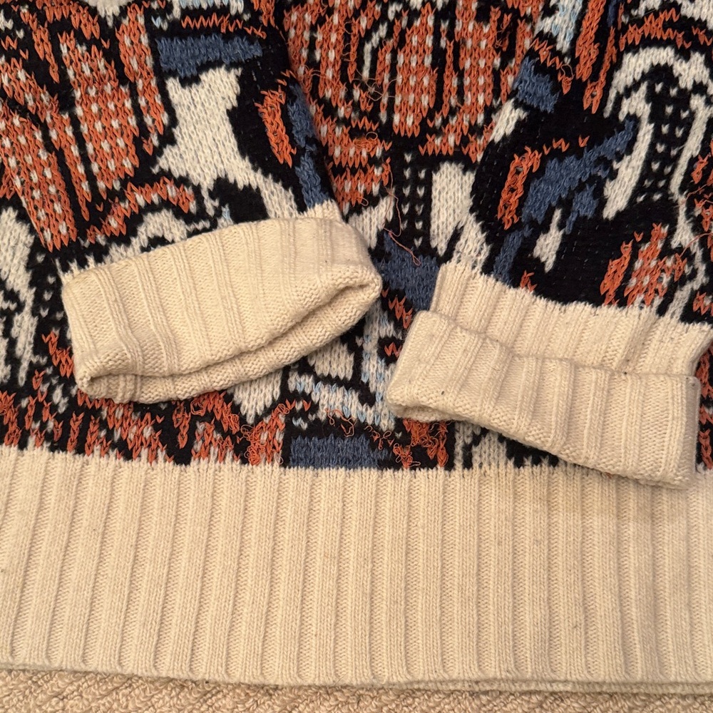 Anthropologie Floral Knit Sweater - Blue, Orange, Cream - Picture 4 of 12